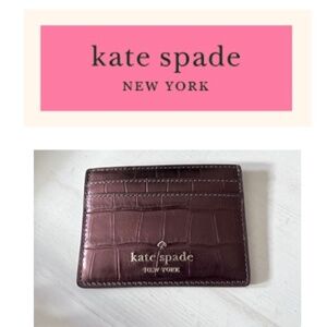 NWT Kate Spade Madison Croc Embossed Small Slim Card Holder/Wallet